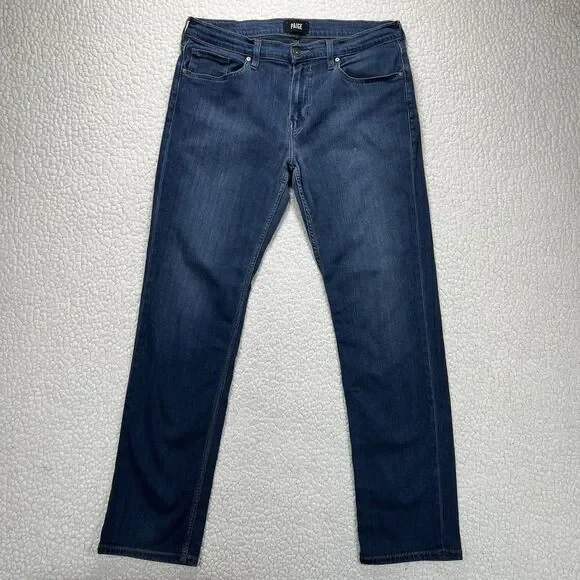 Paige Jeans Men’s 34x32 Dark Blue Slim Straight Classic Fit Soft Stretch Denim - Picture 2 of 14